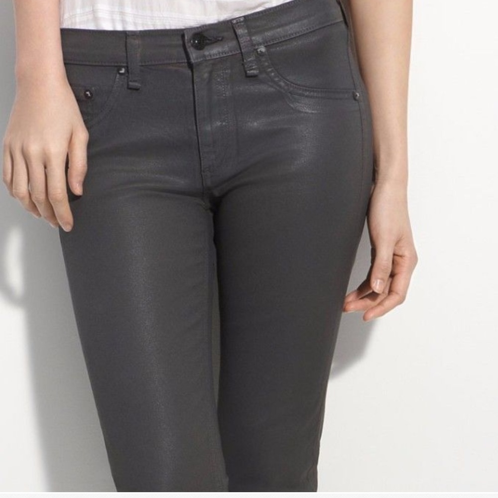 Rag and Bone Charcoal Black/Grey Waxy Leggings